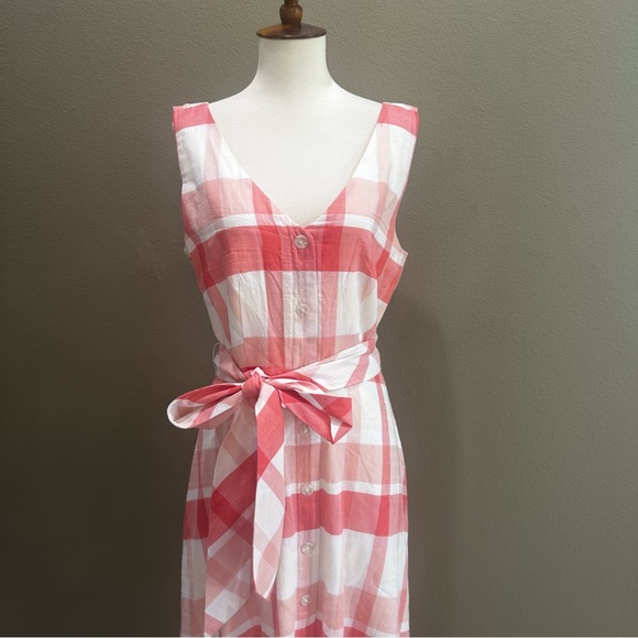 Alex Marie Coral and White Checkered Midi Dress - Picture 3 of 12